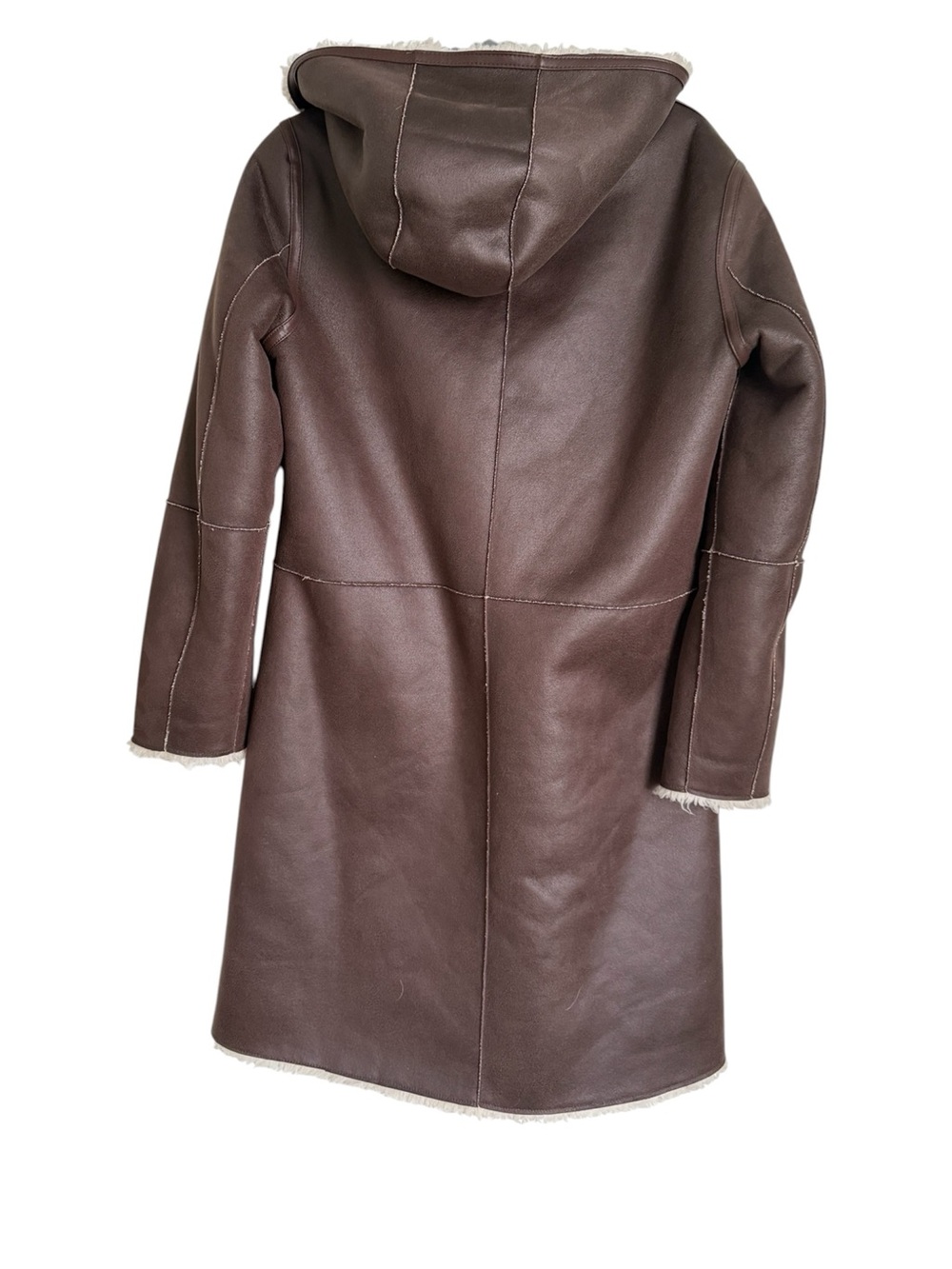 DKNY Faux Suede Sherling Front Zip Mid Length Coat size Small - Picture 8 of 13